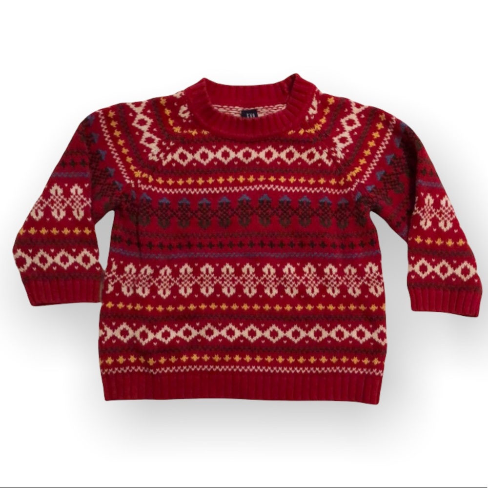 Baby GAP • Red Fair Isle Print Sweater - 12-18 mos